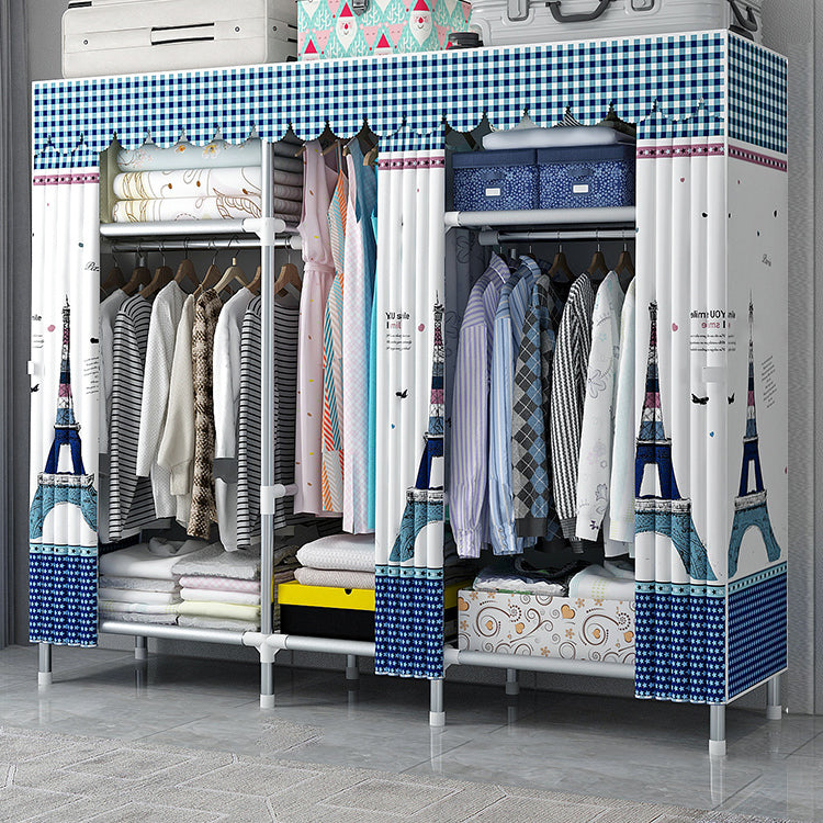 Modern Style Home Wardrobe Armoire Steel Frame Wardrobe Cabinet