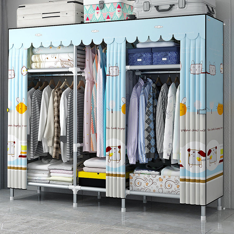 Modern Style Home Wardrobe Armoire Steel Frame Wardrobe Cabinet