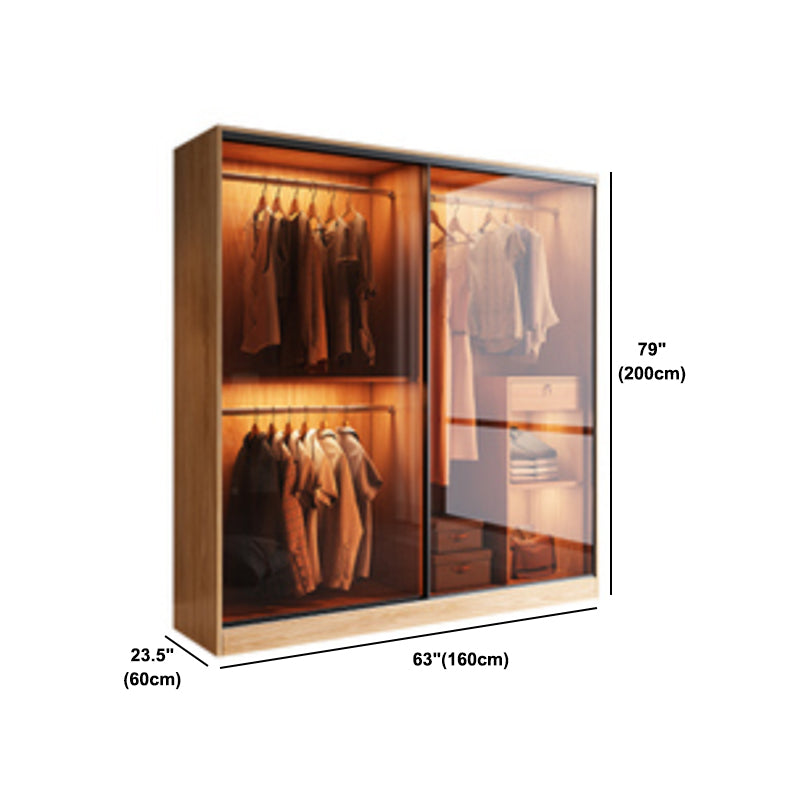 Clear Glass Door Storage Cabinet Modern Sliding Door Wardrobe for Home