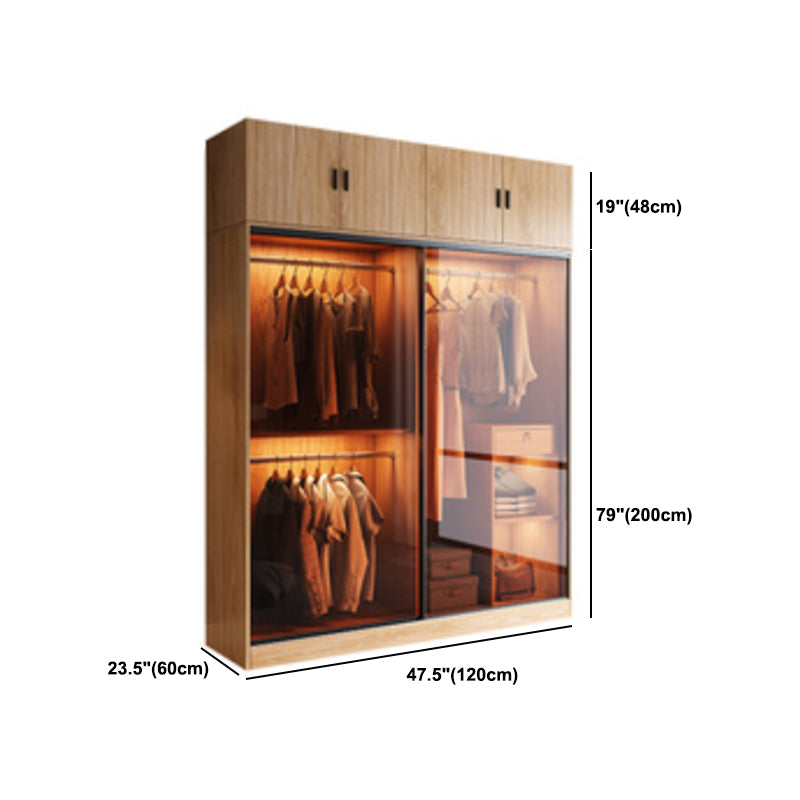 Clear Glass Door Storage Cabinet Modern Sliding Door Wardrobe for Home