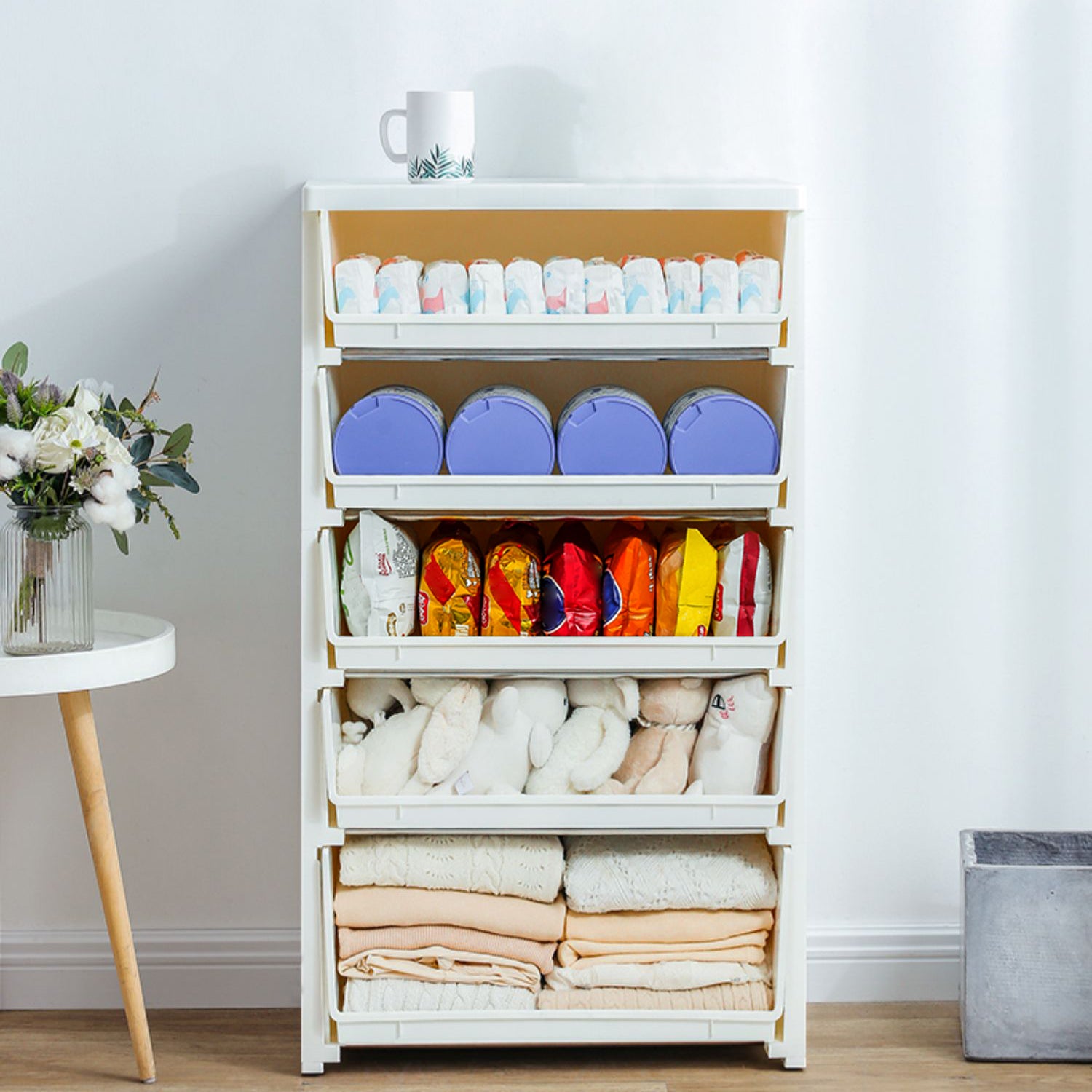 Contemporary Style Non-Hanging Armoire Plastic Home Storage Cabinet