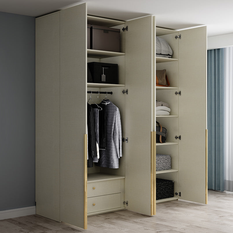 Engineered Wood Wardrobe Armoire Modern White Wardrobe for Bedroom