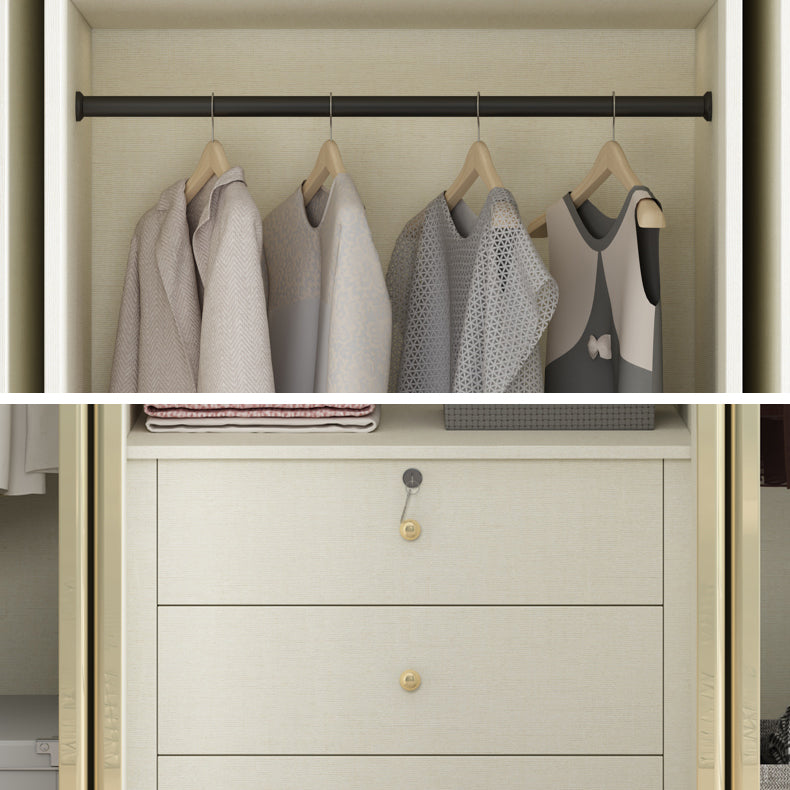 Engineered Wood Wardrobe Armoire Modern White Wardrobe for Bedroom