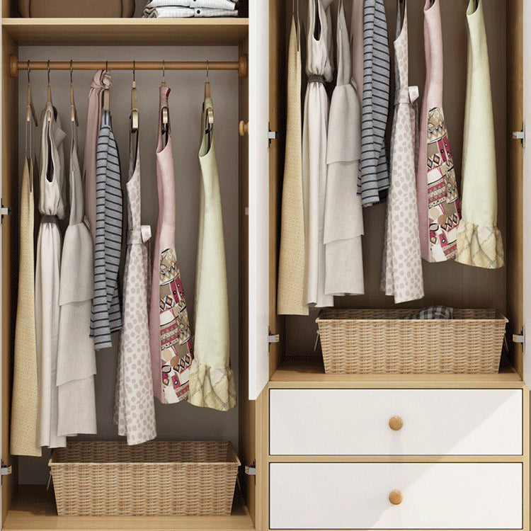 Light Wood Finish Cabinet for Bedroom Contemporary Engineered Wood Storage Cabinet