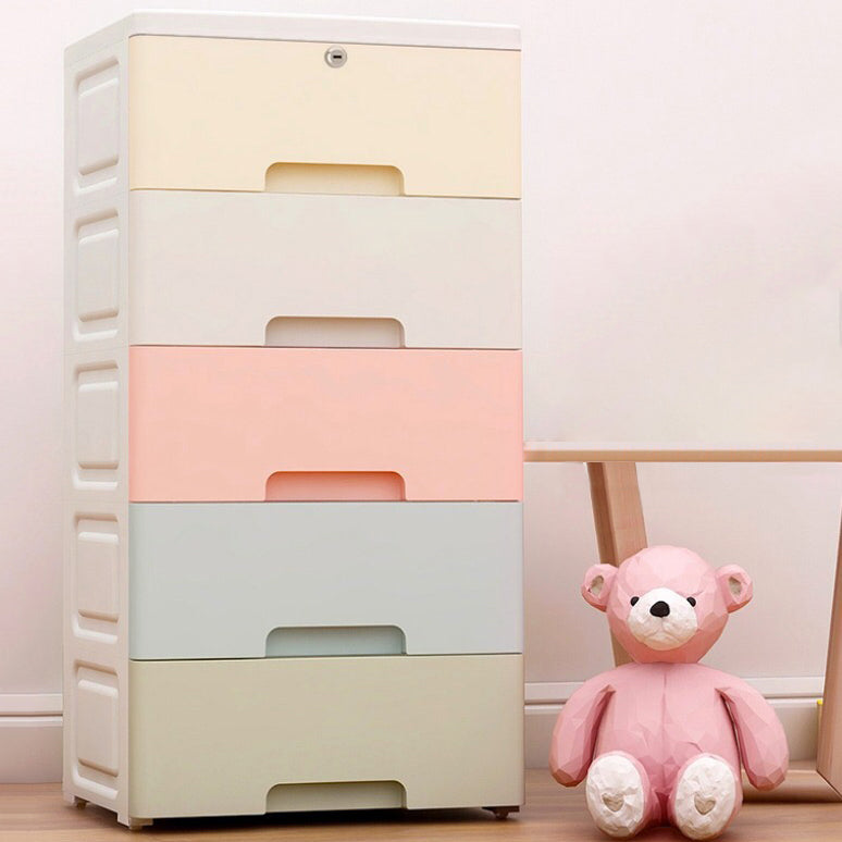 Contemporary Plastic Storage Cabinet With Drawer Non-Hanging Armoire