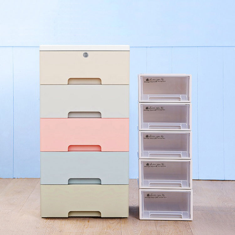 Contemporary Plastic Storage Cabinet With Drawer Non-Hanging Armoire