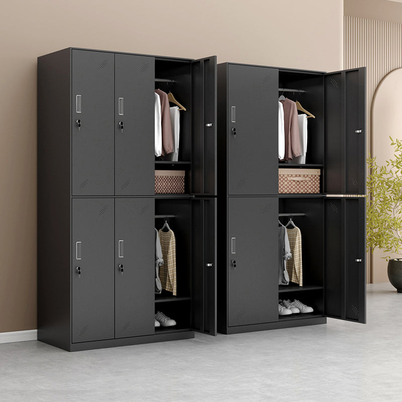 Metal Industrial Cabinet with Hinged Door Black Steel Storage Cabinet for Home