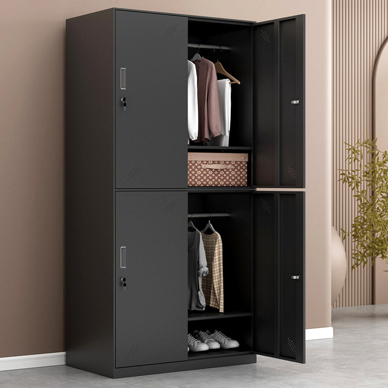 Metal Industrial Cabinet with Hinged Door Black Steel Storage Cabinet for Home