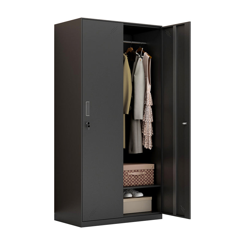 Metal Industrial Cabinet with Hinged Door Black Steel Storage Cabinet for Home