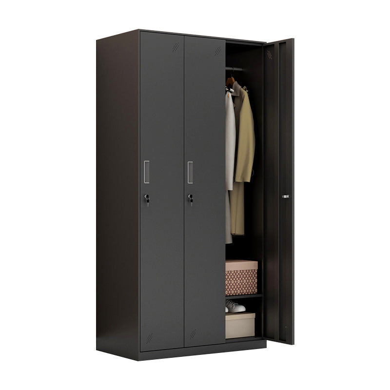 Metal Industrial Cabinet with Hinged Door Black Steel Storage Cabinet for Home