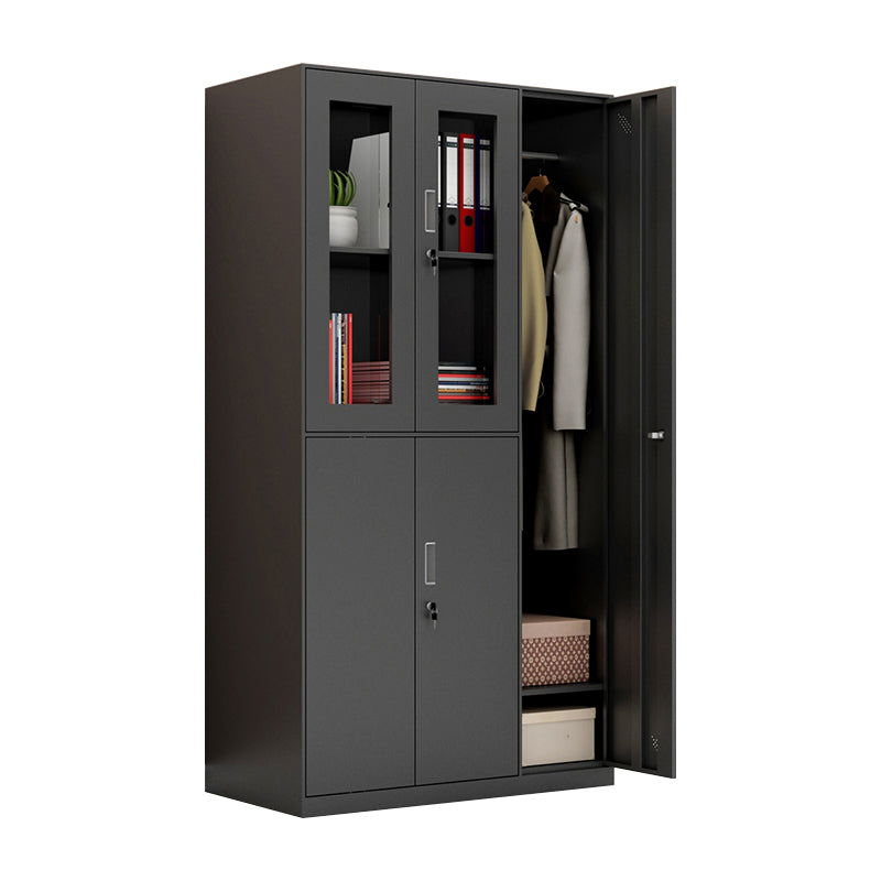 Metal Industrial Cabinet with Hinged Door Black Steel Storage Cabinet for Home