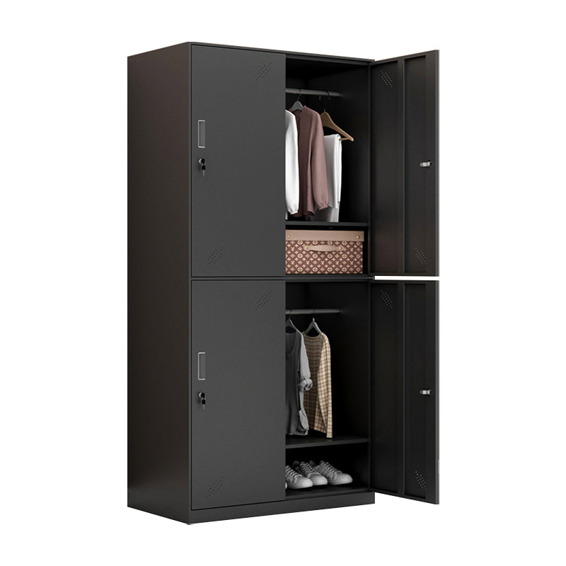 Metal Industrial Cabinet with Hinged Door Black Steel Storage Cabinet for Home