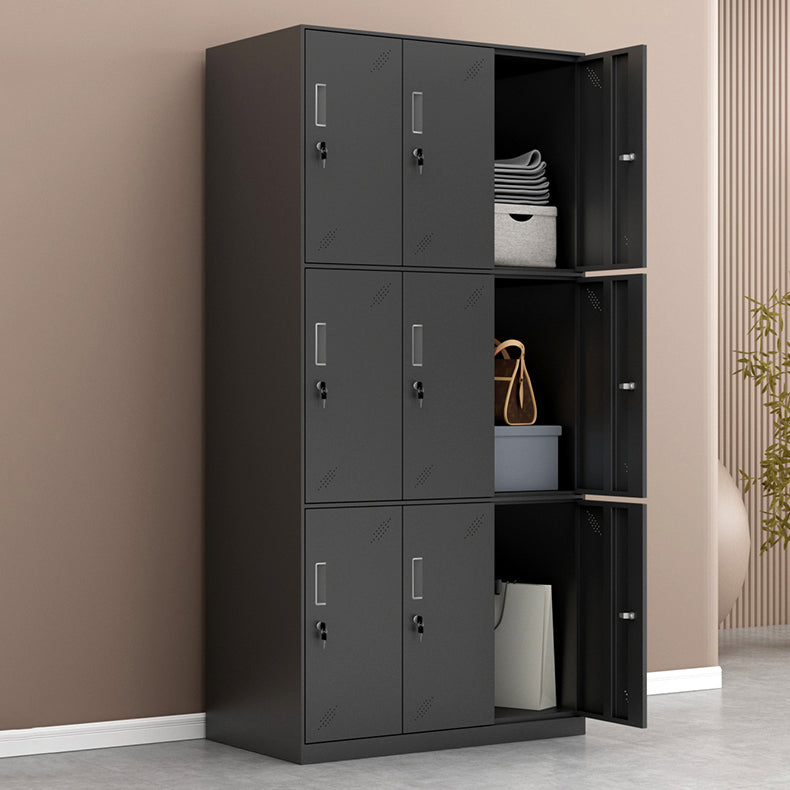 Metal Industrial Cabinet with Hinged Door Black Steel Storage Cabinet for Home