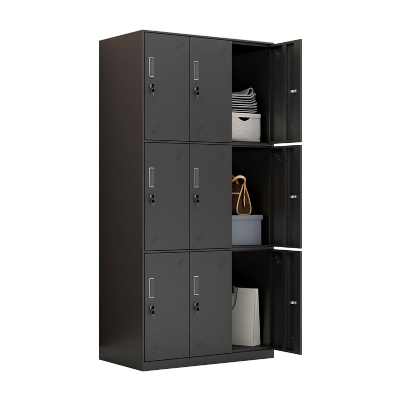 Metal Industrial Cabinet with Hinged Door Black Steel Storage Cabinet for Home
