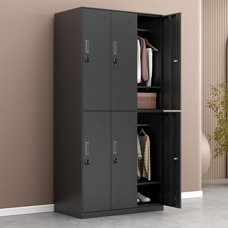 Metal Industrial Cabinet with Hinged Door Black Steel Storage Cabinet for Home