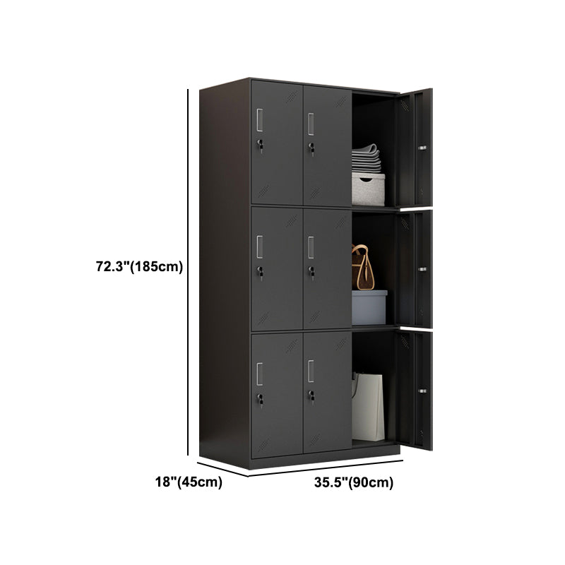 Metal Industrial Cabinet with Hinged Door Black Steel Storage Cabinet for Home