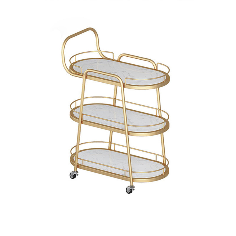 Contemporary Oval Metal Prep Table 32.28"H Rolling Prep Table for Dining Room