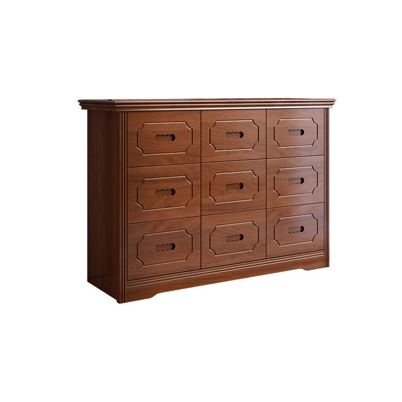 Horizontal Rubber Wood Double Dresser Modern Bedroom Storage Chest with 6 / 9 Drawers
