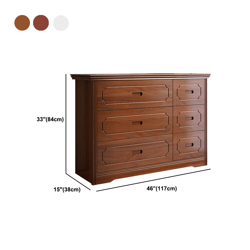 Horizontal Rubber Wood Double Dresser Modern Bedroom Storage Chest with 6 / 9 Drawers