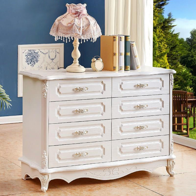 White Wood Storage Chest Dresser Modern Bedroom Storage Chest with Drawers