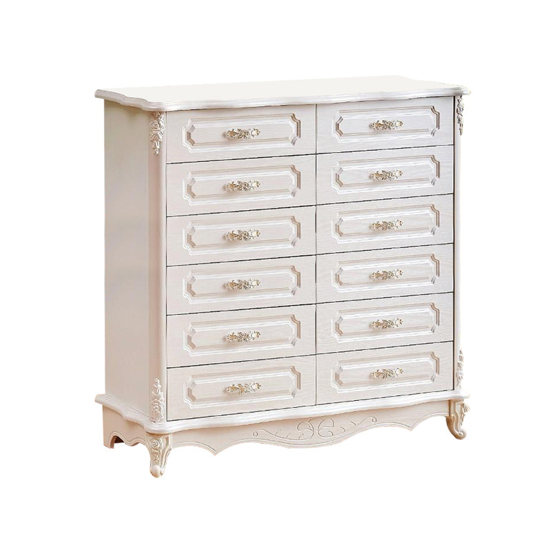 White Wood Storage Chest Dresser Modern Bedroom Storage Chest with Drawers