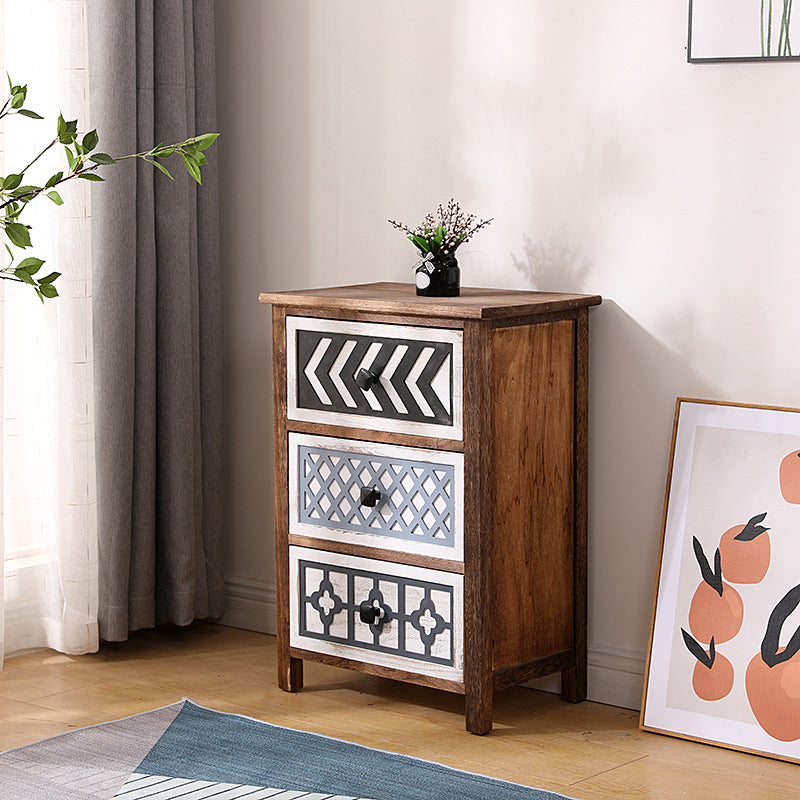 Vertical Wooden Storage Chest Dresser Traditional Lingerie Chest with Drawers