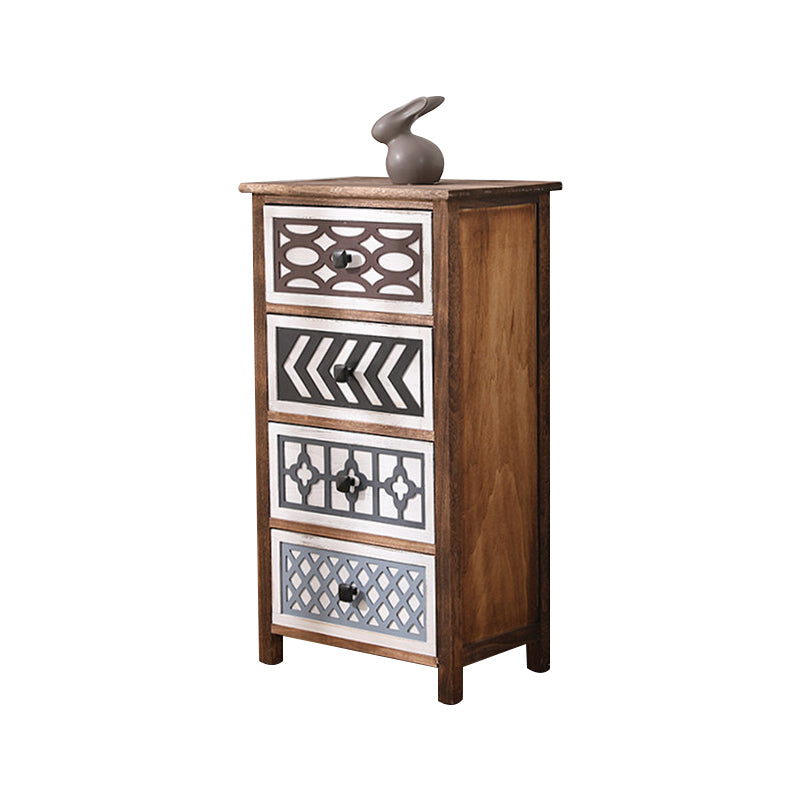 Vertical Wooden Storage Chest Dresser Traditional Lingerie Chest with Drawers