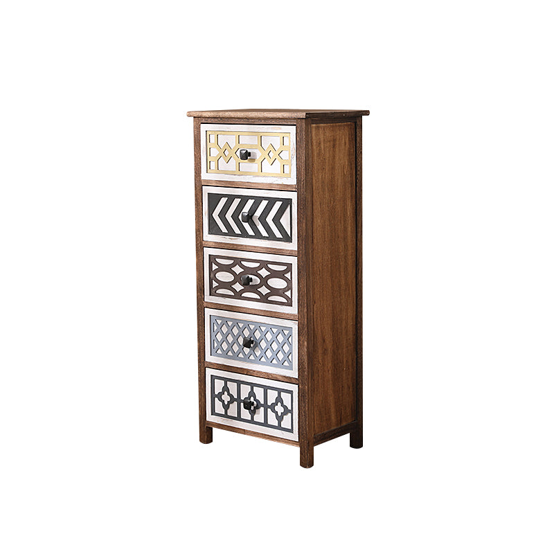 Vertical Wooden Storage Chest Dresser Traditional Lingerie Chest with Drawers