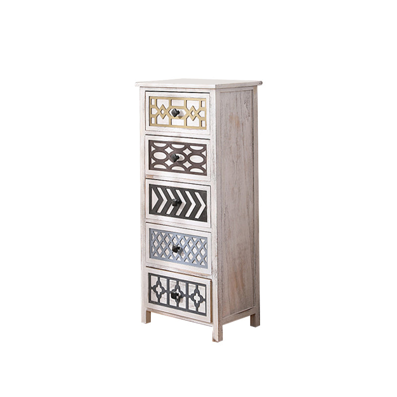 Vertical Wooden Storage Chest Dresser Traditional Lingerie Chest with Drawers