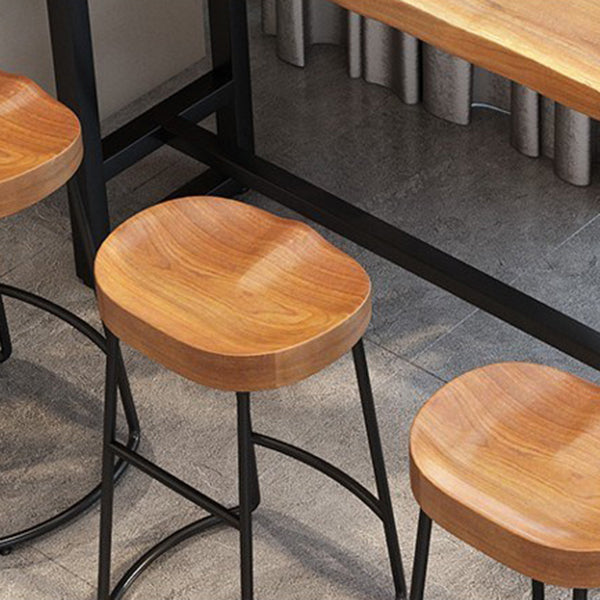 Modern 1/9 Pieces Bar Table Set Rectangle Wood Counter Table with High Stools