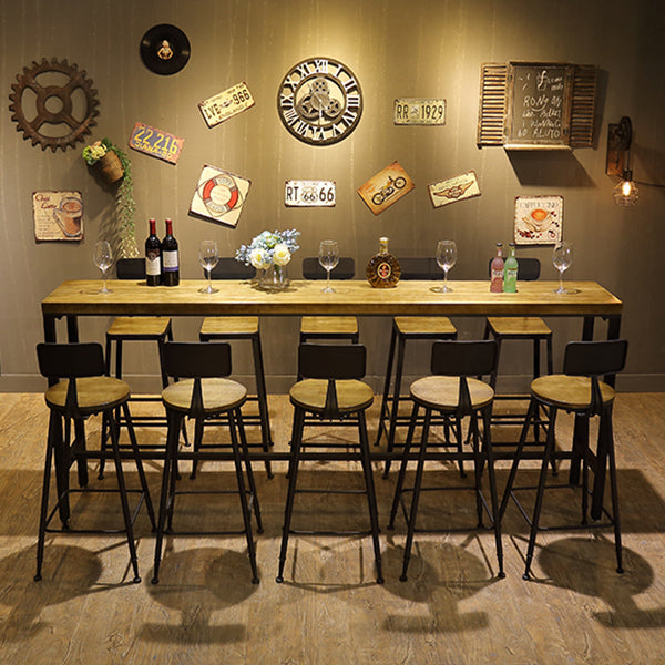 Industrial 1/6/11 Pieces Bar Table Set Rectangle Wood Counter Table with Stools