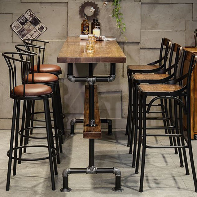 Rectangular Solid Wood Bar Table Set Industrial 1/4/7 Pieces Counter Table with Stools