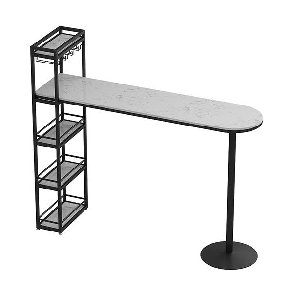 Faux Marble Bar Table Set Glam Style 1/2/3 Pieces Counter Table for Indoor