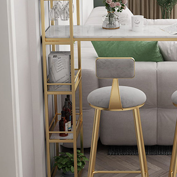 Faux Marble Bar Table Set Glam Style 1/2/3 Pieces Counter Table for Indoor