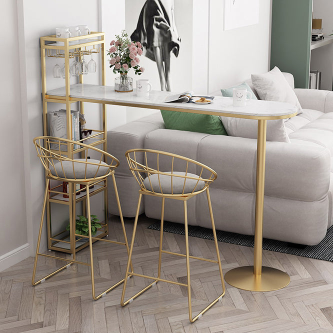 Faux Marble Bar Table Set Glam Style 1/2/3 Pieces Counter Table for Indoor