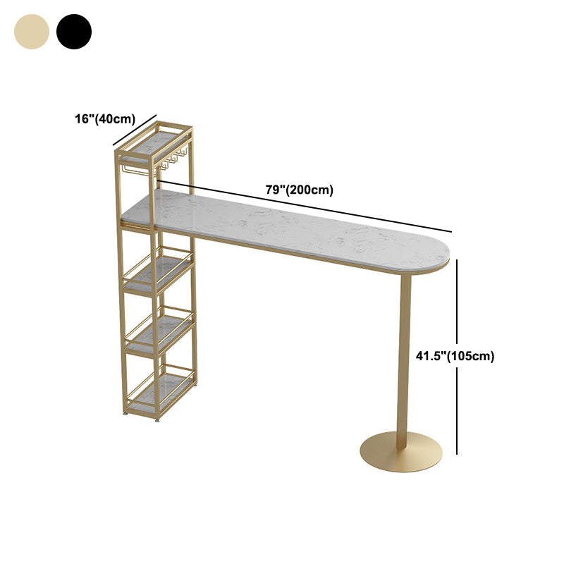 Faux Marble Bar Table Set Glam Style 1/2/3 Pieces Counter Table for Indoor