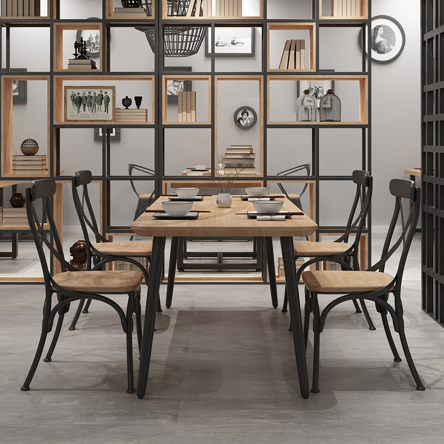 Industrial Dining Table Set 1/2/5 Pcs Solid Wood Top Dining Table and Chairs