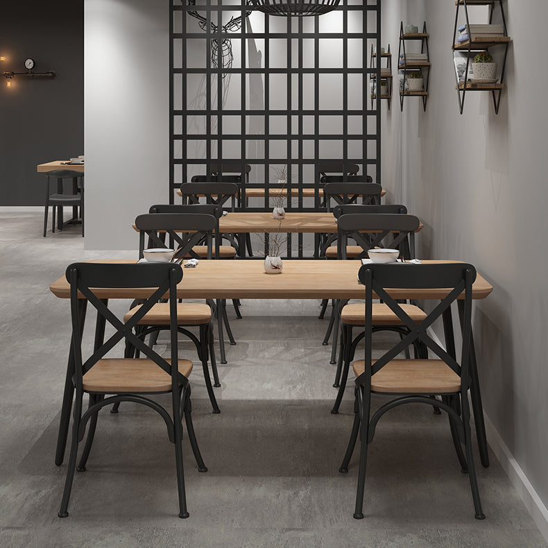 Industrial Dining Table Set 1/2/5 Pcs Solid Wood Top Dining Table and Chairs