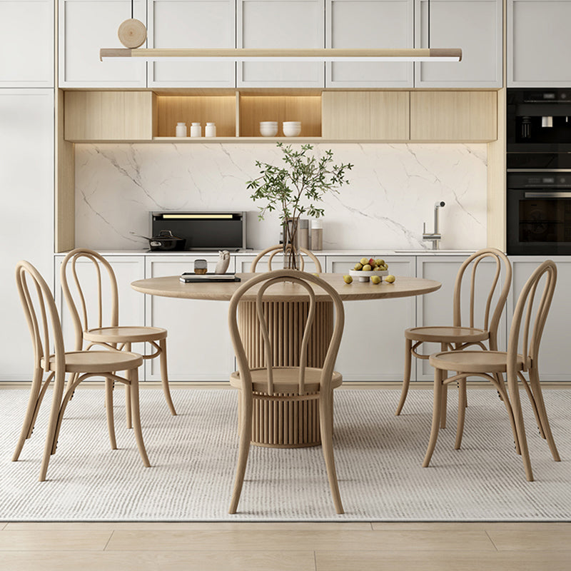 Solid Wood Dining Table Set 1/4/7 Pcs Round Table with Side Chairs