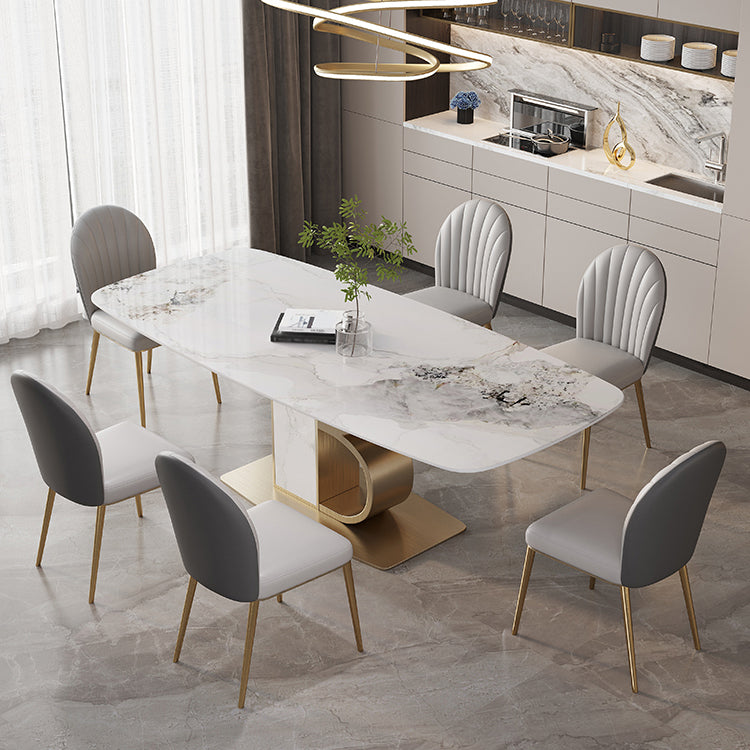 Minimalist Dining Set 1/4/5/6/7 Pcs Sintered Stone Dining Table with Upholstered Chairs