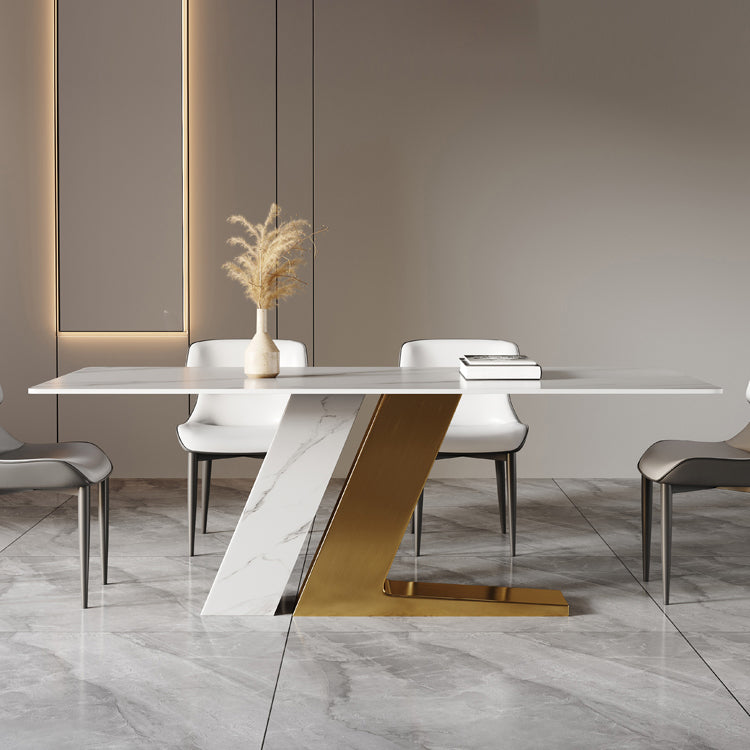 Glam Dining Table Set 1/4/5/7 Pcs Rectangle Dining Table with Wingback Chairs