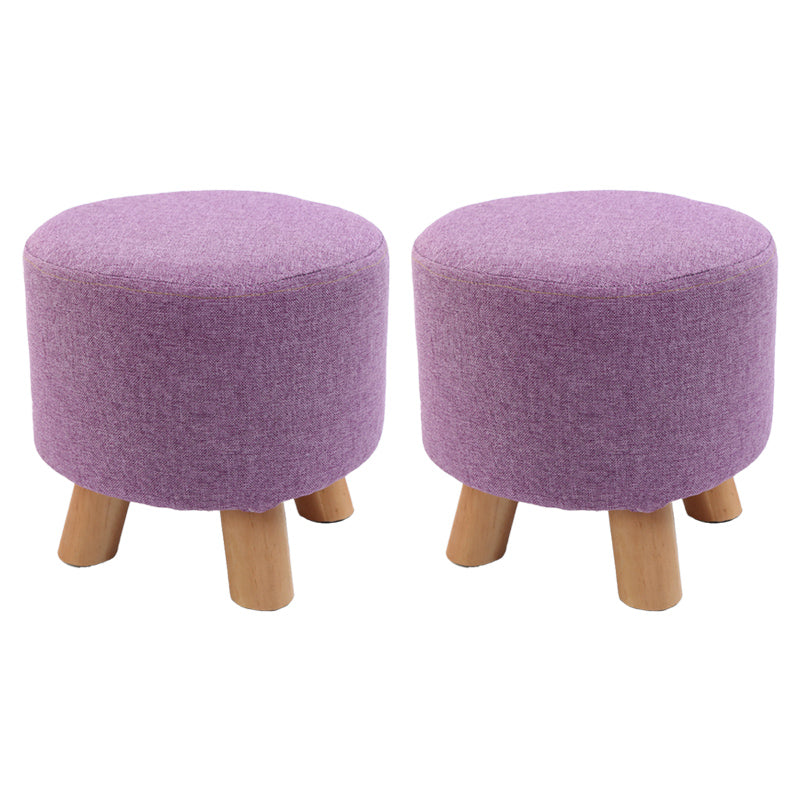 Trendy Cotton Blend Ottoman Plain Round Indoor Footstool Ottoman