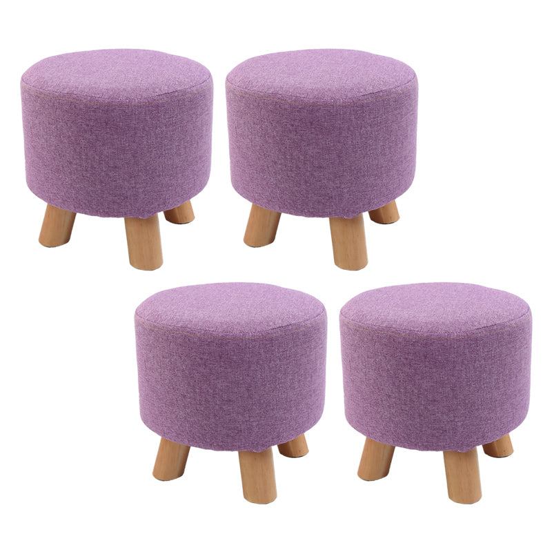 Trendy Cotton Blend Ottoman Plain Round Indoor Footstool Ottoman