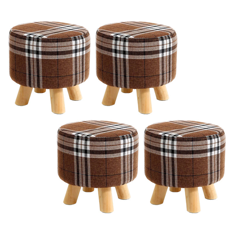 Trendy Cotton Blend Ottoman Plain Round Indoor Footstool Ottoman