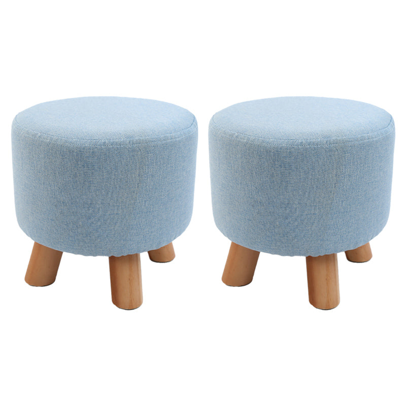 Trendy Cotton Blend Ottoman Plain Round Indoor Footstool Ottoman