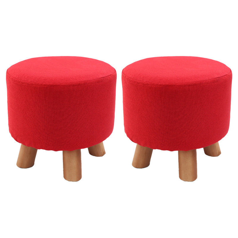 Trendy Cotton Blend Ottoman Plain Round Indoor Footstool Ottoman