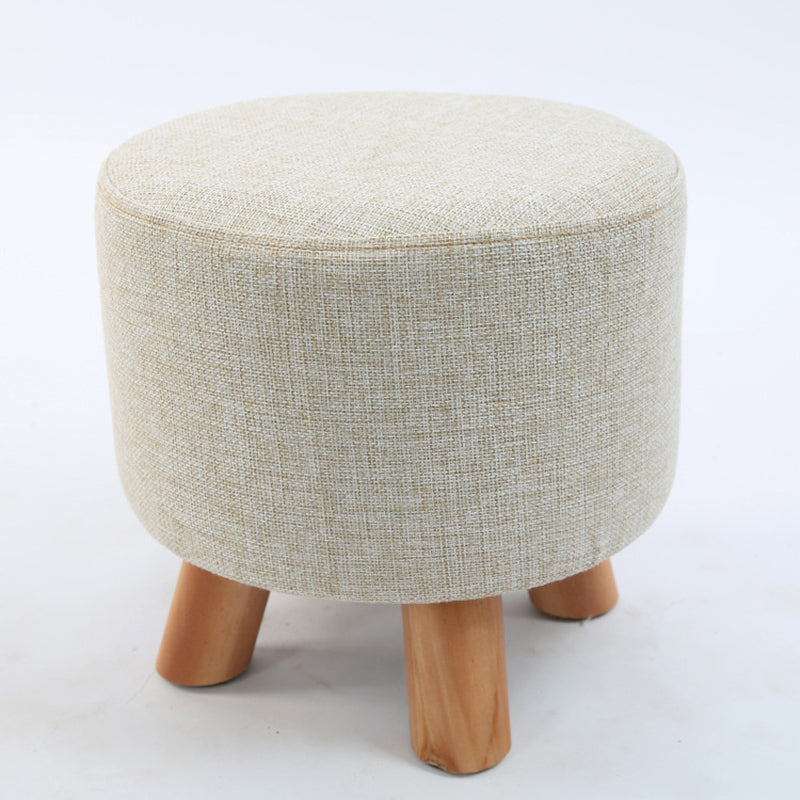 Trendy Cotton Blend Ottoman Plain Round Indoor Footstool Ottoman