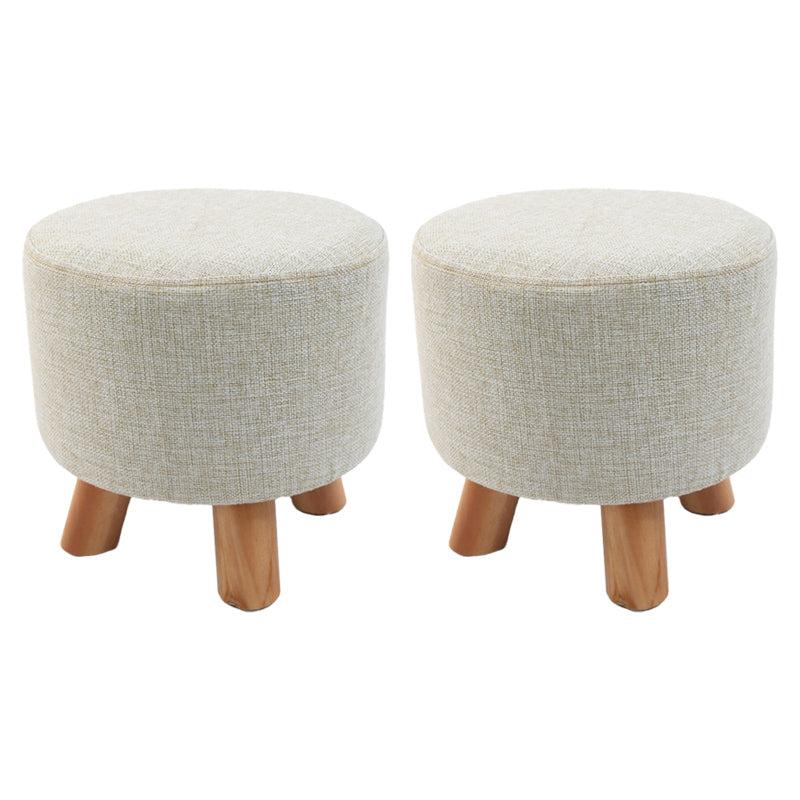 Trendy Cotton Blend Ottoman Plain Round Indoor Footstool Ottoman