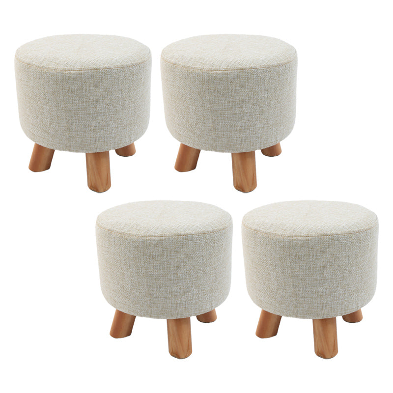 Trendy Cotton Blend Ottoman Plain Round Indoor Footstool Ottoman