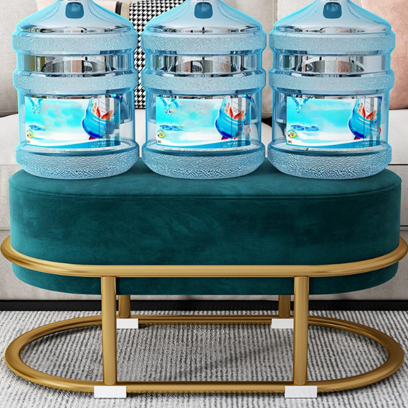 Glam Velvet Boucle Pouf Plain Oval Metal Frame Tear Resistant Ottoman Footrest